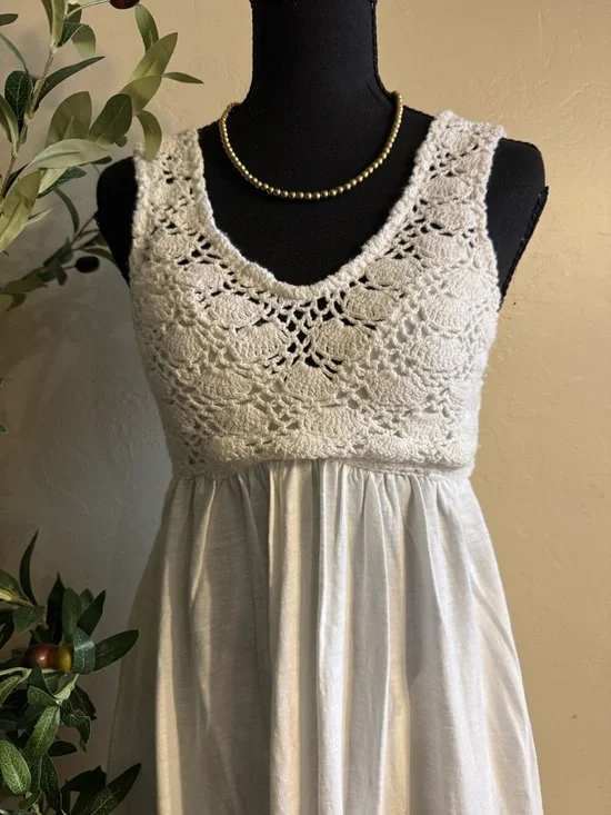 aerie White Crochet Boho Maxi Dress - Picture 4 of 8
